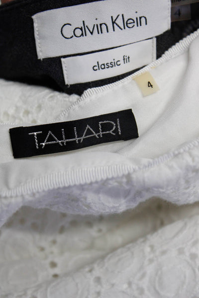 Tahari Women's Hook Closure Lined Eyelet Flare Midi Skirt White Size 4 Lot 2
