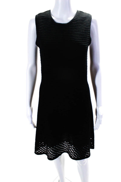 BB Dakota Women's Round Neck Sleeveless Ribbed Fit Flare Mini Dress Black Size M