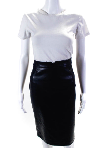 philosophy Women's Zip Closure Slit Hem A-Line Faux Leather Skirt Black Size 6