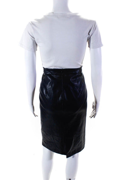 philosophy Women's Zip Closure Slit Hem A-Line Faux Leather Skirt Black Size 6