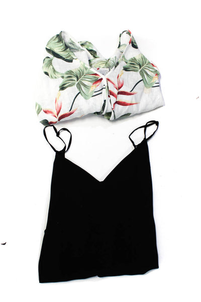 Rails Babaton Women's Floral Print V-Neck Tie Front Blouse White Size M, Lot 2