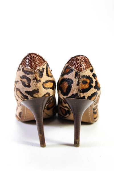 Sam Edelman Women's Leopard Print Ponyhair Pointed Toe Pumps Brown Size 7