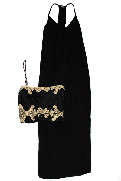 Monrow Leigh Bantivoglio Womens Lace Trimmed Tank Dresses Black Size S M Lot 2