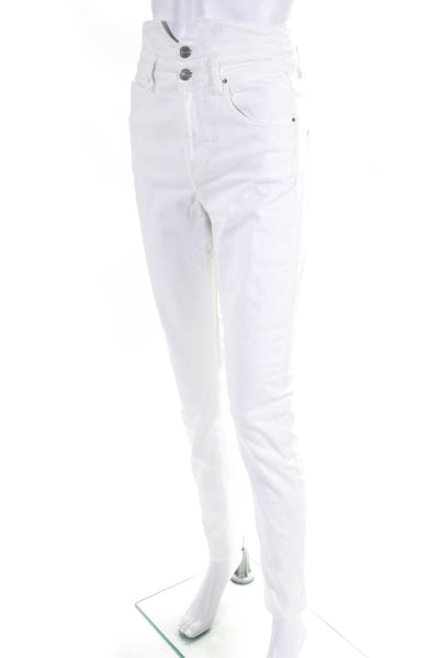 Etoile Isabel Marant Womens Buttoned High Rise Skinny Pants White Size EUR38