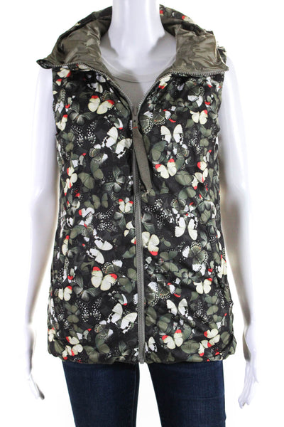 Lululemon Women's Reversible Hooded Butterfly Print Puffer Vest Green Size 6