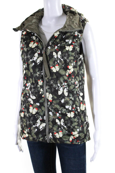 Lululemon Women's Reversible Hooded Butterfly Print Puffer Vest Green Size 6