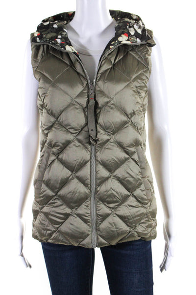 Lululemon Women's Reversible Hooded Butterfly Print Puffer Vest Green Size 6