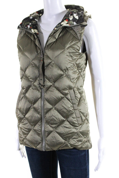 Lululemon Women's Reversible Hooded Butterfly Print Puffer Vest Green Size 6