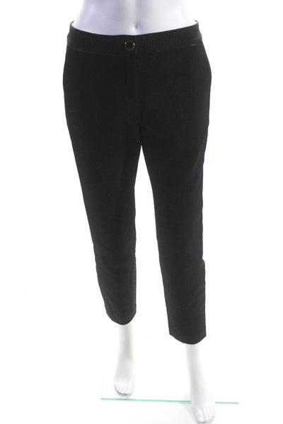 Ted Baker Womens Textured Buttoned Zipped Tapered Dress Pants Black Size 1