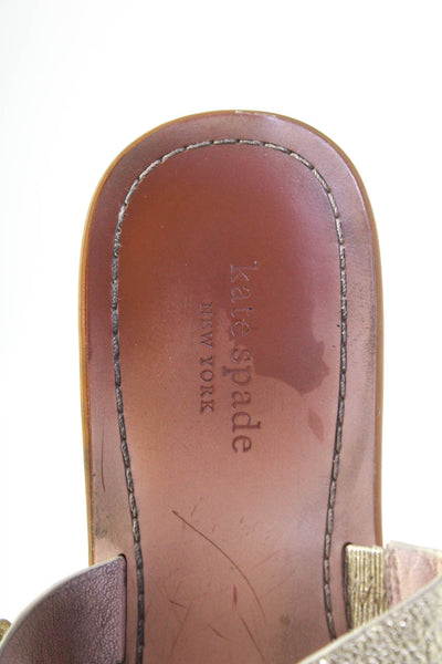 Kate Spade Womens Metallic Medallion T-Strap Slip-On Sandals Gold Size 10