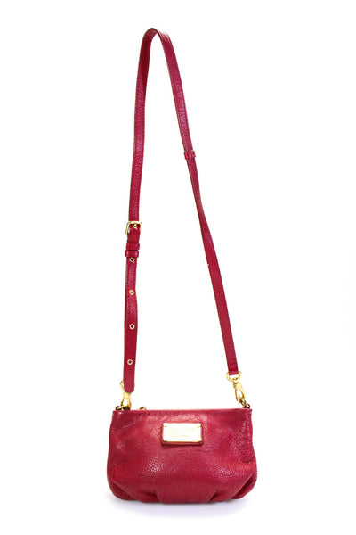 Marc By Marc Jacobs Womens Leather Pleated Zip Medallion Crossbody Handbag Red