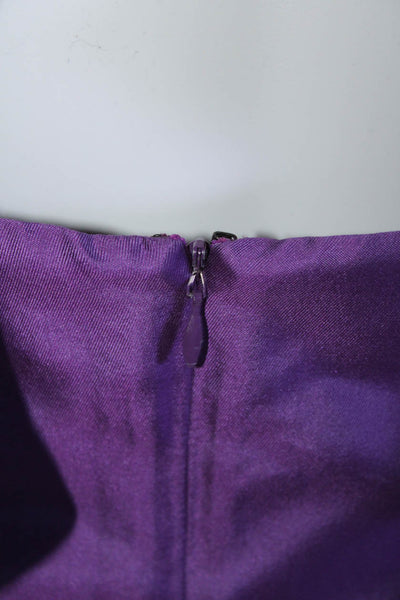 Gustavo Cadile Womens Beaded Open Back Sleeveless Zip Up Dress Purple Size 4