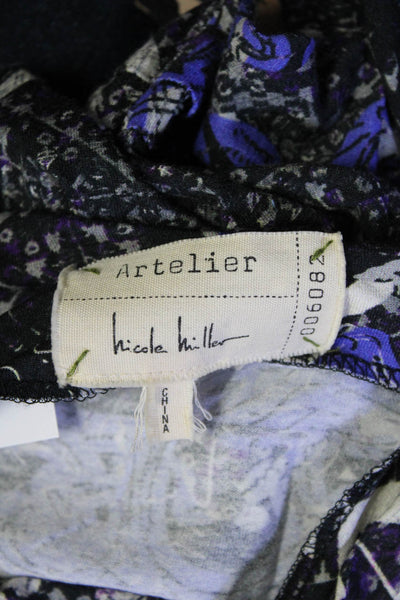 Artelier Nicole Miller Womens Abstract Print Long Sleeve Dress Purple Size M