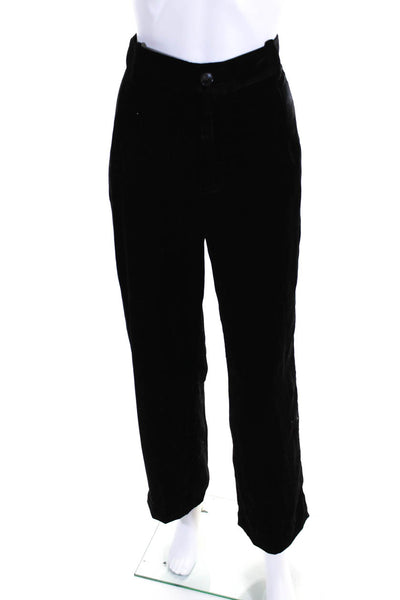 Zara Womens Velvet Buttoned Vest Jacket Pants Suit Set Black Size XS S