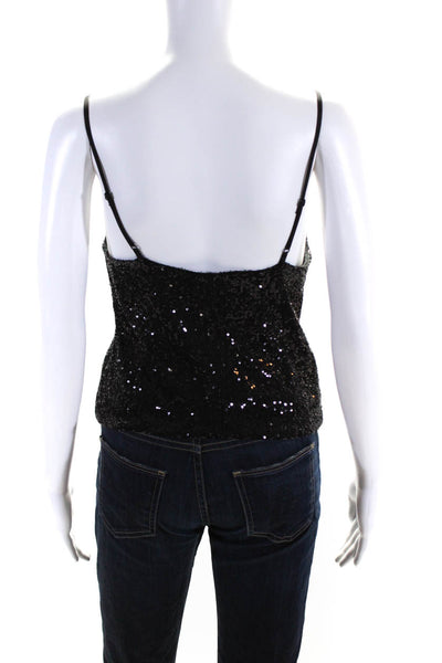 Loyd/ford Womens Embroidered Sequined V-Neck Sleeveless Blouse Black Size 2