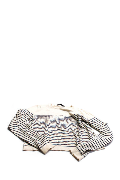 Zara Womens Ribbed Stripe Print Round Neck Long Sleeve Tops Black Size S M Lot 3