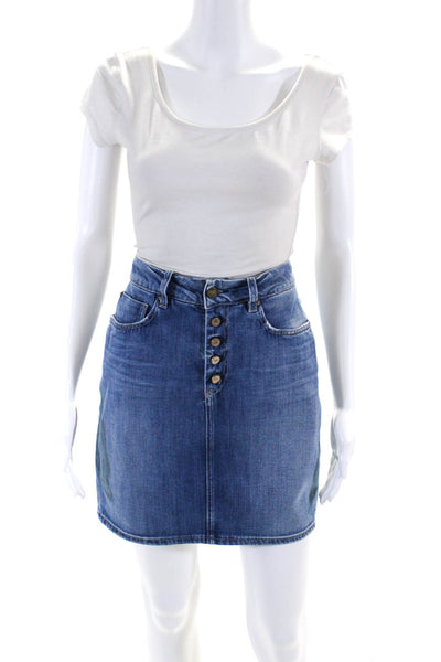 MiH Jeans Women's Midrise Button Closure Medium Wash Pencil Mini Skirt Size 31