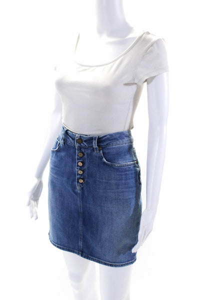 MiH Jeans Women's Midrise Button Closure Medium Wash Pencil Mini Skirt Size 31