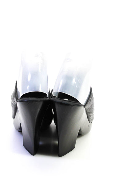 Calleen Cordero Womens Black Printed Open Toe Block Heels Mules Shoes Size 9