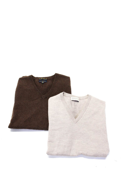 Pronto Uomo Men's V-Neck Sleeveless Sweater Vest Beige Brown Size M Lot 2