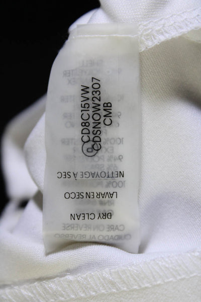 Calvin Klein Women's Round Neck Short Sleeves Belt A-Line Midi Dess White Size 4