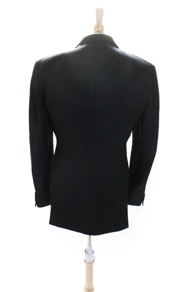 Ermenegildo Zegna Men's Long Sleeves LinedPin Stripe Navy Blue Jackets Size 38