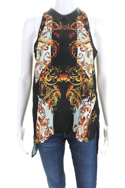 Clover Canyon Womens Abstract Print Tank Top Black Gold Size Extra Small
