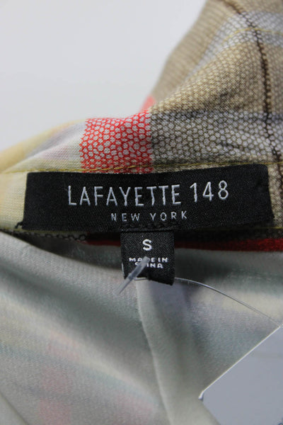 Lafayette 148 New York Womens Cotton Plaid Drawstring Waist Skirt Yellow Size S