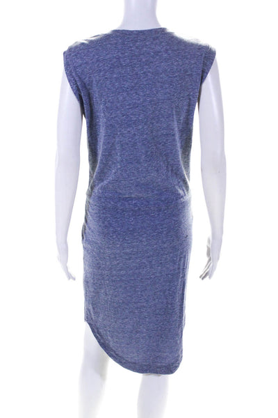 Drew Womens Sleeveless V Neck Drawstring Shirt Dress Blue Cotton Size Small