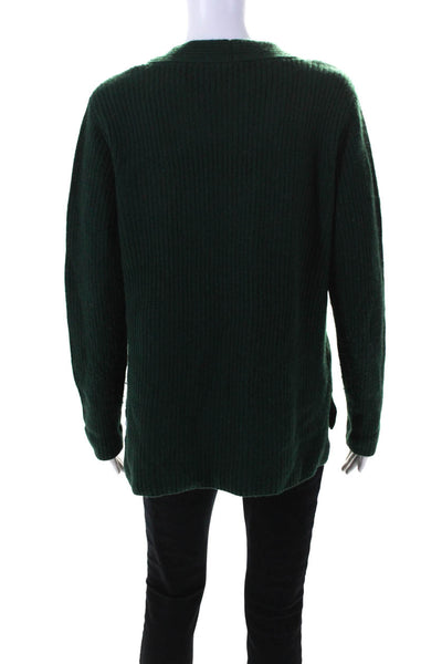 J. Mclaughlin Womens Cashmere Long Sleeves V Neck Sweater Green Size Medium