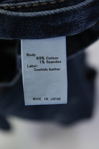 Moussy Womens Cotton Dark Wash Distress Buttoned Fringe Jeans Blue Size EUR32