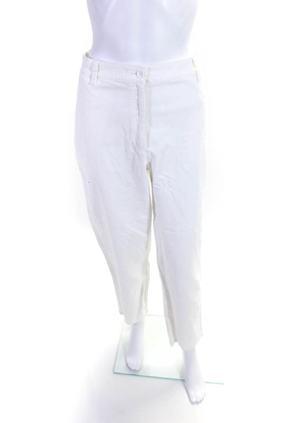Eileen Fisher Womens White Cotton High Rise Straight Leg Jeans Size 12
