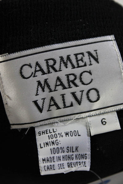 Carmen Marc Valvo Womens Inverted Pleat Wide Leg Pants Black Wool Size 6
