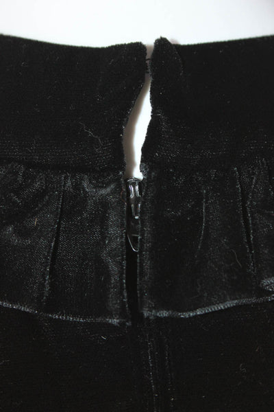 Oscar de la Renta Vintage Womens Velvet Ruffled A Line Dress Black Size 6