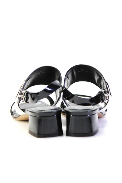 Tod's Women's Leather Peep Toe Colorblock Slingback Heels Black/White Size 9