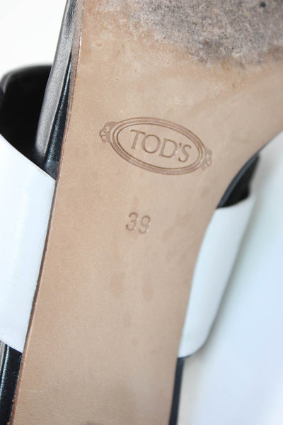 Tod's Women's Leather Peep Toe Colorblock Slingback Heels Black/White Size 9