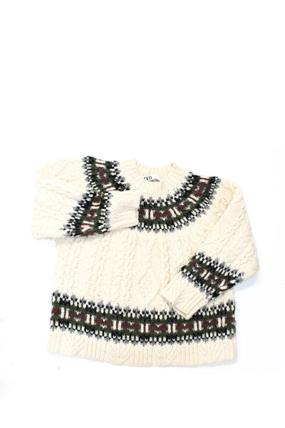 Zara Womens Crew Turtleneck Sweaters White Black Size Small Lot 2