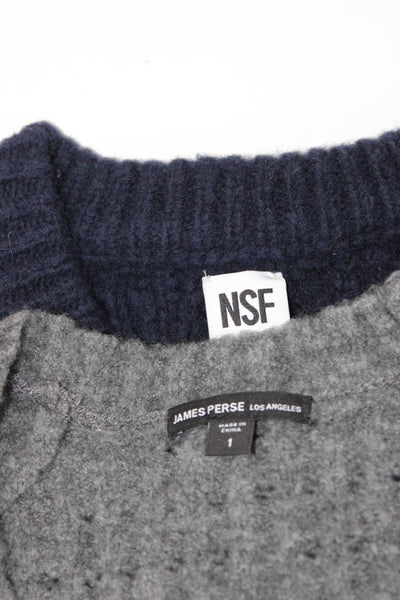 James Perse NSF Womens Thick Knit Pullover Sweaters Gray Navy Size 1 S Lot 2