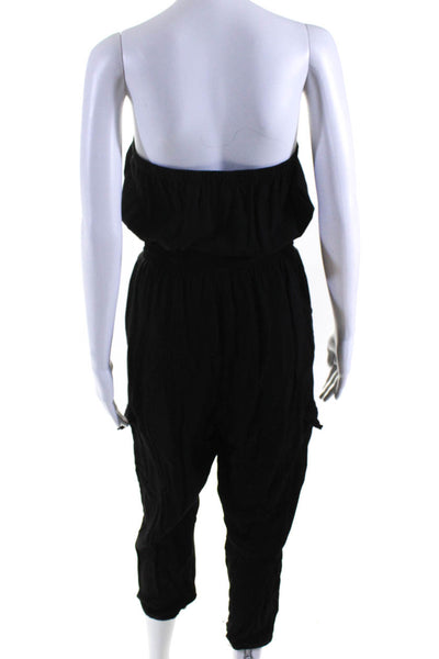 Blush Boutique Womens Elastic Strapless Slim Leg Crop Jumpsuit Black Size Medium