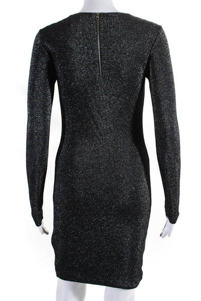 Ted Baker London Women's Long Sleeve Bodycon Glitter Mini Dress Silver Size 1