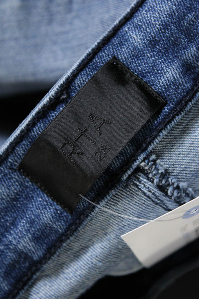 R+A Womens Zipper Fly High Rise Medium Wash Cropped Boot Cut Jeans Blue Size 28