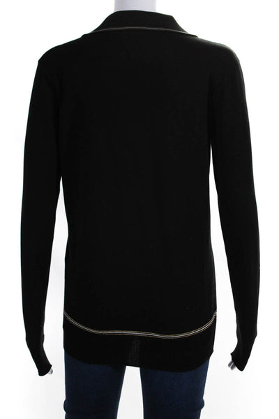 Loewe Womens Long Sleeve Logo Collar Knit Sweatshirt Black Cotton Size Small