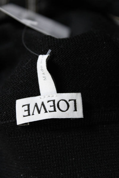 Loewe Womens Long Sleeve Logo Collar Knit Sweatshirt Black Cotton Size Small