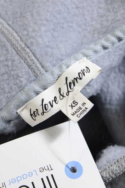For Love & Lemons Womens Embroidered Crop Hoodie Sweatshirt Gray Size XS