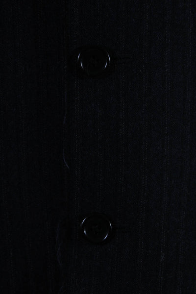 Oliver Spencer Mens Raw Hem Fringe Pinstripe Blazer Jacket Navy Blue Size 42