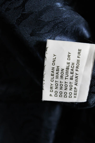 Oliver Spencer Mens Raw Hem Fringe Pinstripe Blazer Jacket Navy Blue Size 42