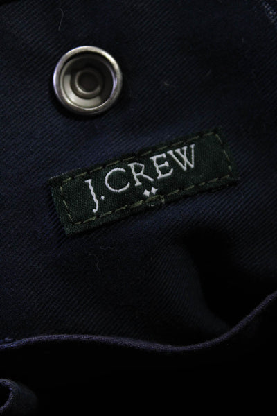 J Crew Womens Color Block Canvas Rolled Handle Tote Handbag Navy Blue Green