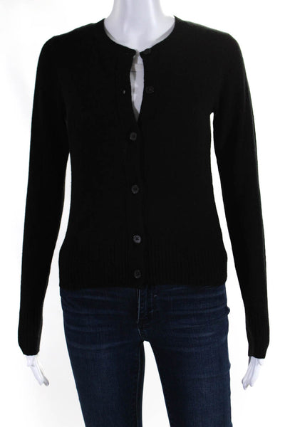 Vince Womens Black Wool Crew Neck Long Sleeve Cardigan Sweater Top Size XS