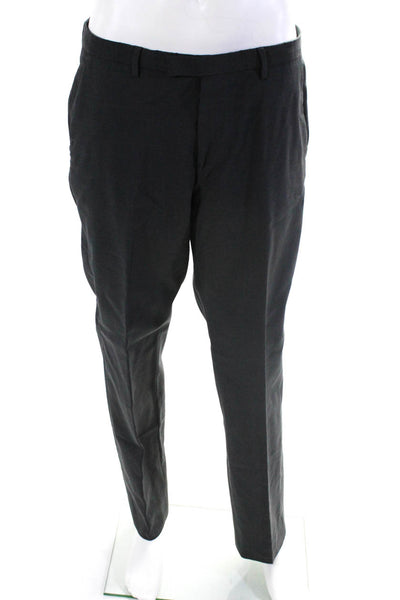 Boss Hugo Boss Men's Flat Front Straight Leg Dress Pant Charcoal Gray Size 34