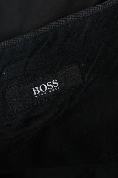 Boss Hugo Boss Men's Flat Front Straight Leg Dress Pant Charcoal Gray Size 34